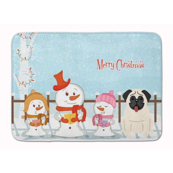 Carolines Treasures Merry Christmas Carolers Pug Cream Machine Washable Memory Foam Mat BB2335RUG - main